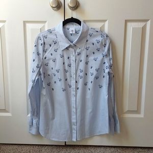CAbi #5368 Whitney Floral Stripe Button Up Shirt Size M